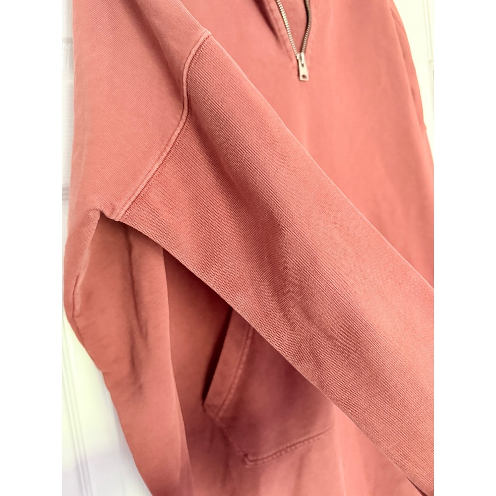 All Saints Xonda Hoody Dress L Rose Cotton Quarter Zip Hooded Sweatshirt Dress - Picture 5 of 9